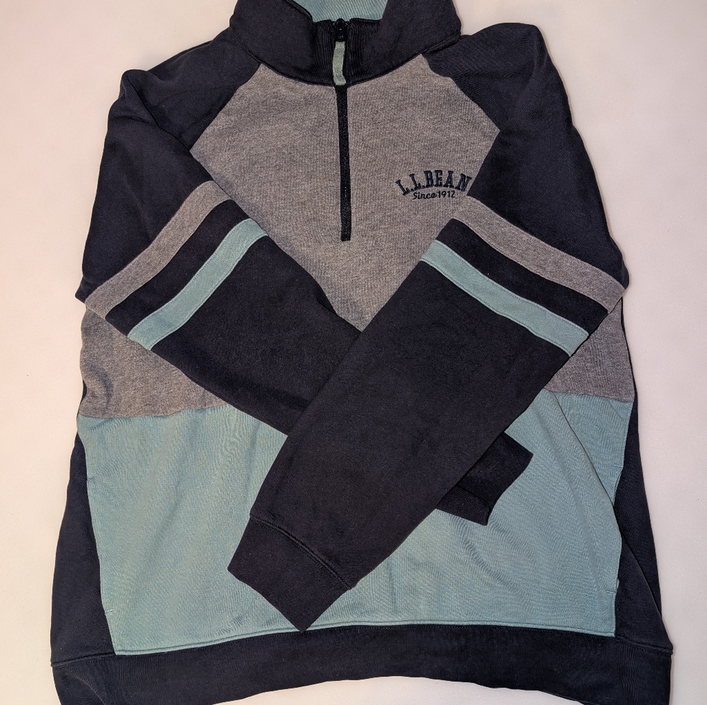 L.L. Bean Gray and Blue Zip-Up Hoodie